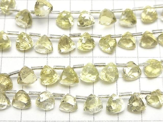 【動画】宝石質レモンクォーツAAA- 立体トライアングルカット8×8×8mm 半連/1連(18粒) サムネイル3