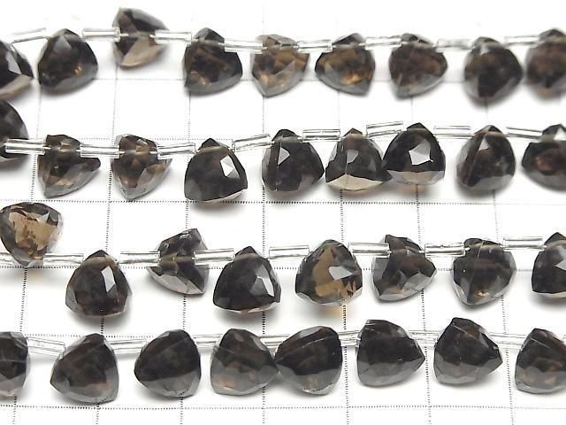 【動画】宝石質スモーキークォーツAA++ 立体トライアングルカット8×8×8mm 半連/1連(18粒) サムネイル3