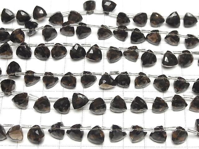 【動画】宝石質スモーキークォーツAA++ 立体トライアングルカット8×8×8mm 半連/1連(18粒) サムネイル4