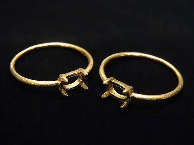 【動画】Silver925 リング空枠(爪留め)横向きオーバル6×4mm ヘアライン 18KGP 1個の画像
