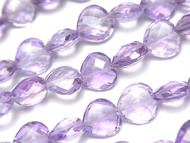 【動画】宝石質アメジストAAA 縦穴ハートカット8×8mm 半連/1連(約16cm)の画像