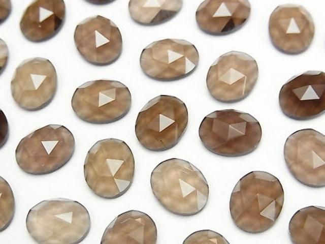 【動画】スモーキークォーツAAA オーバル ローズカット10×8mm 3個の画像
