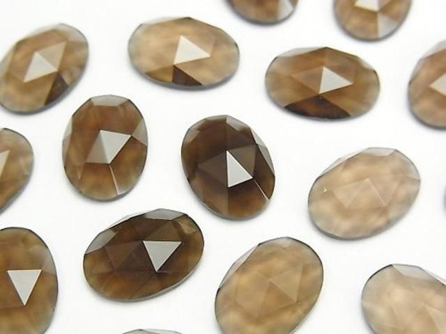 【動画】スモーキークォーツAAA オーバル ローズカット14×10mm 2個の画像