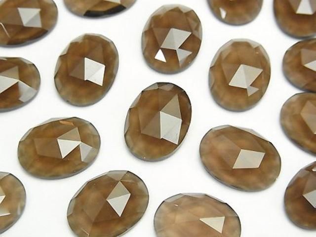 【動画】スモーキークォーツAAA オーバル ローズカット16×12mm 2個の画像