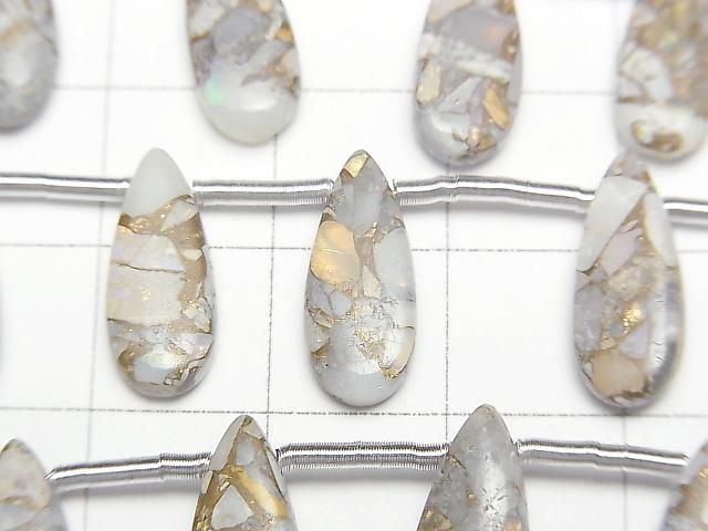 【動画】コッパーオパールAAA ペアシェイプ(プレーン)15×6mm 1連(8粒) サムネイル2
