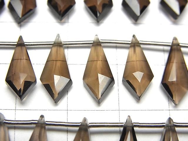 【動画】宝石質スモーキークォーツAAA 変形ダイヤカット15×6mm 1連(8粒) サムネイル2