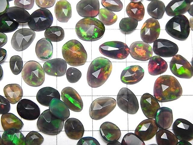 【動画】宝石質ブラックオパールAAA- ルース フリーフォーム 片面ローズカット 10個 サムネイル3