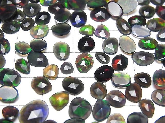 【動画】宝石質ブラックオパールAAA- ルース フリーフォーム 片面ローズカット 10個 サムネイル4