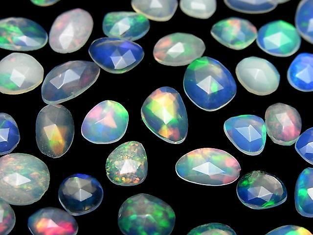 【動画】宝石質エチオピア産オパールAAA- ルース フリーフォーム 片面ローズカット 5個の画像