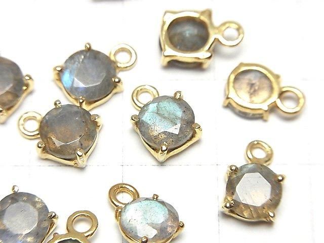 【動画】宝石質ラブラドライトAAA 枠留めラウンドファセットカット6×6mm 18KGP 3個 サムネイル2