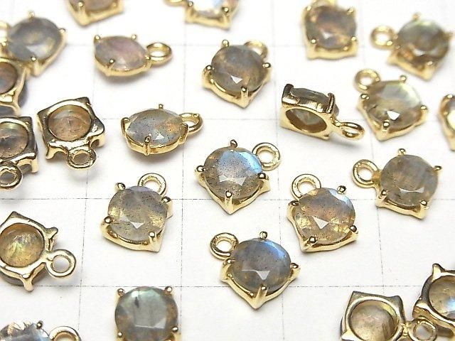 【動画】宝石質ラブラドライトAAA 枠留めラウンドファセットカット6×6mm 18KGP 3個 サムネイル3
