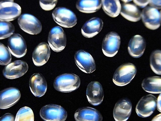 【動画】宝石質レインボームーンストーンAAA++ オーバル カボション6×4mm 3個 の画像