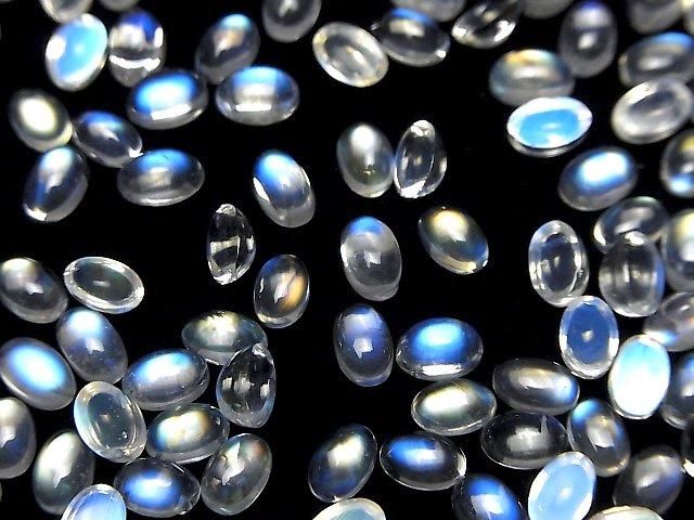 【動画】宝石質レインボームーンストーンAAA++ オーバル カボション6×4mm 3個 サムネイル4