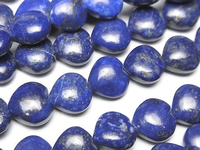 【動画】ラピスラズリAA++ 縦穴ハート10×10mm 半連/1連(約16cm)の画像