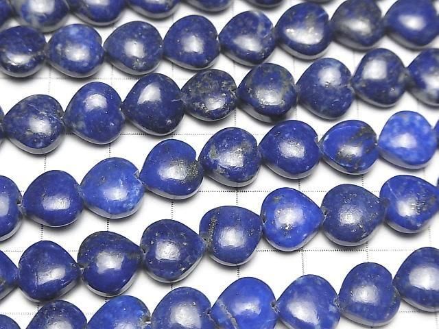 【動画】ラピスラズリAA++ 縦穴ハート10×10mm 半連/1連(約16cm) サムネイル3
