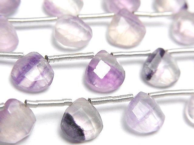 【動画】パープルフローライトAA++ マロン ブリオレットカット8×8mm 1連(13粒)の画像