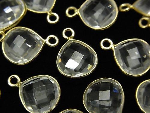 【動画】宝石質クリスタルAAA 枠留めマロンカット11×11mm 18KGP 3個の画像