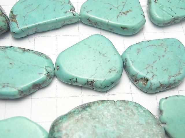 マグネサイトターコイズ 大粒スライスタンブル 中央穴 1連(約35cm) サムネイル2