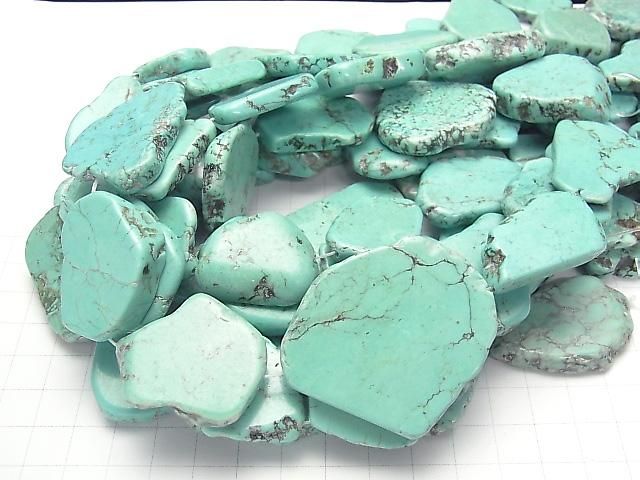 マグネサイトターコイズ 大粒スライスタンブル 中央穴 1連(約35cm) サムネイル4