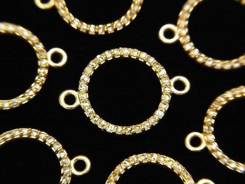 【動画】ダイヤモンド コイン(ドーナツ)チャーム 12×12×1.5mm 【両カン】 18KGP製 1個の画像