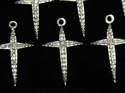 【動画】ダイヤモンド クロス(十字架)チャーム 18×12×1.5mm SILVER925製 1個の画像