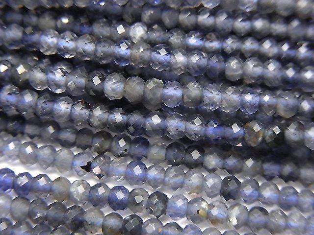 【動画】【素晴らしい輝き】宝石質アイオライトAAA ボタンカット2.5×2.5×1.5mm 1連(約30cm)の画像
