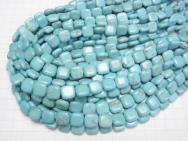 【動画】マグネサイトターコイズ スクエア12×12mm 1連(約37cm) サムネイル4