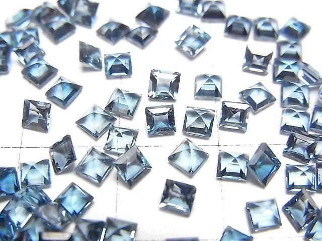 【動画】宝石質ロンドンブルートパーズAAA ルース スクエアファセットカット3×3mm 5粒 サムネイル2