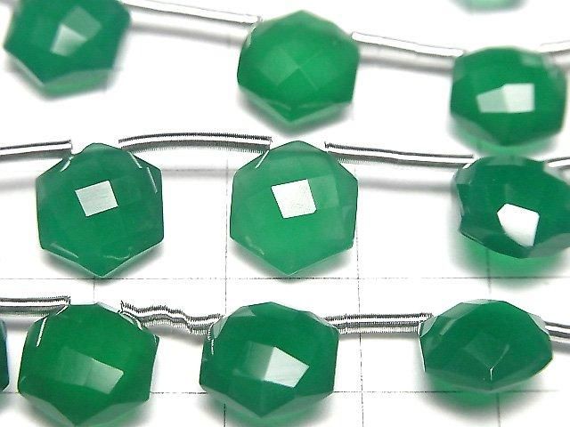【動画】宝石質グリーンオニキスAAA ヘキサゴンカット11×10mm 1連(8粒) サムネイル2