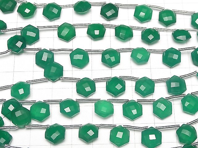 【動画】宝石質グリーンオニキスAAA ヘキサゴンカット11×10mm 1連(8粒) サムネイル4