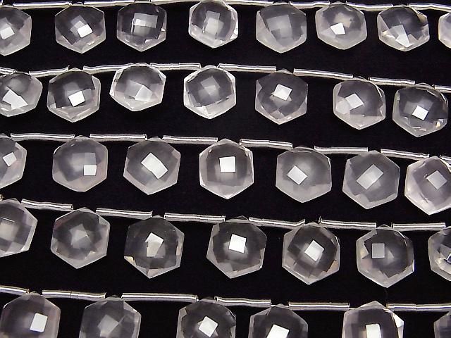 【動画】宝石質ローズクォーツAAA ヘキサゴンカット11×10mm 1連(8粒) サムネイル3