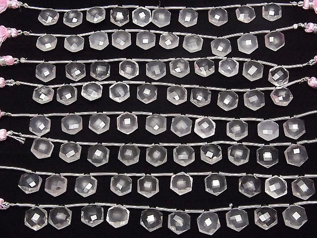 【動画】宝石質ローズクォーツAAA ヘキサゴンカット11×10mm 1連(8粒) サムネイル4