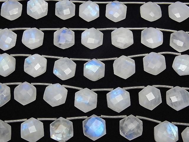 【動画】レインボームーンストーンAA++ ヘキサゴンカット11×10mm 1連(8粒) サムネイル3