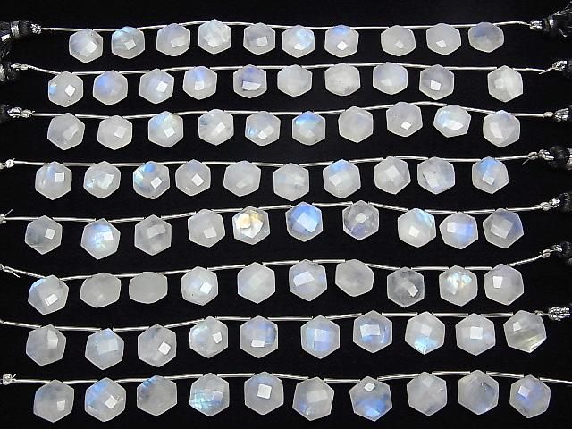 【動画】レインボームーンストーンAA++ ヘキサゴンカット11×10mm 1連(8粒) サムネイル4