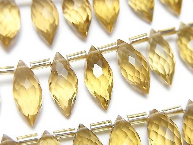 【動画】宝石質ビアクォーツAAA マーキスライス ブリオレットカット 半連/1連(約13cm)の画像