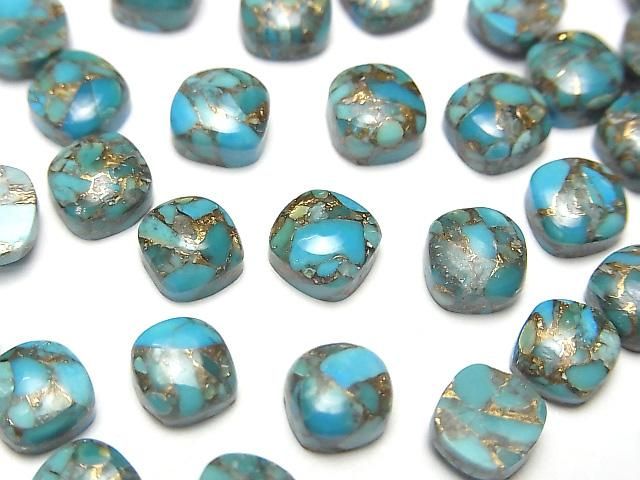 【動画】ブルーコッパーターコイズAAA スクエア カボション6×6mm 3個の画像