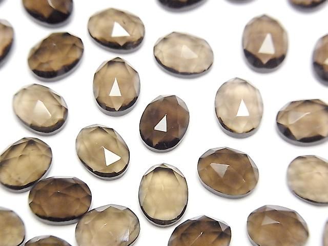 【動画】宝石質スモーキークォーツAAA オーバル ローズカット8×6mm 5個の画像