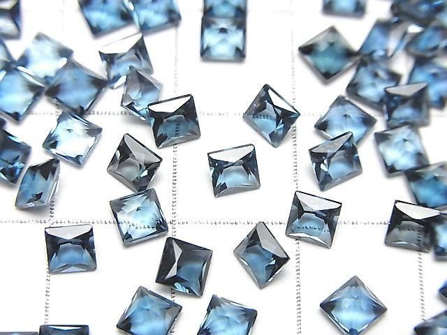 【動画】宝石質ロンドンブルートパーズAAA ルース プリンセスカット4×4mm 3粒 サムネイル2