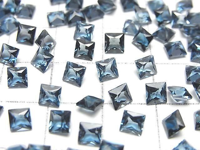 【動画】宝石質ロンドンブルートパーズAAA ルース プリンセスカット4×4mm 3粒 サムネイル3