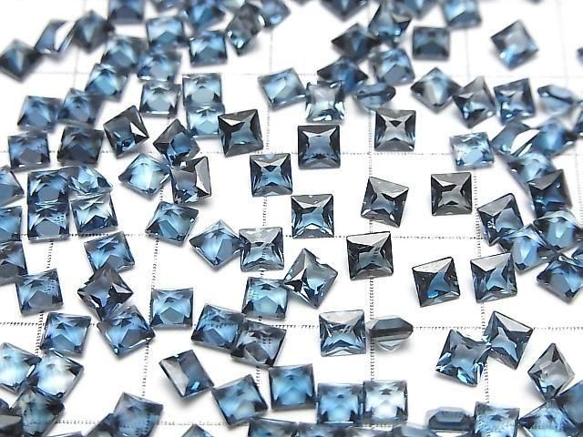 【動画】宝石質ロンドンブルートパーズAAA ルース プリンセスカット4×4mm 3粒 サムネイル4