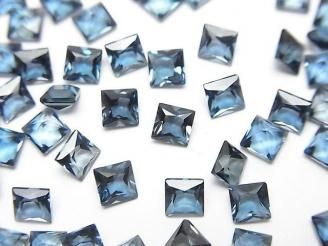 【動画】宝石質ロンドンブルートパーズAAA ルース プリンセスカット4×4mm 5粒