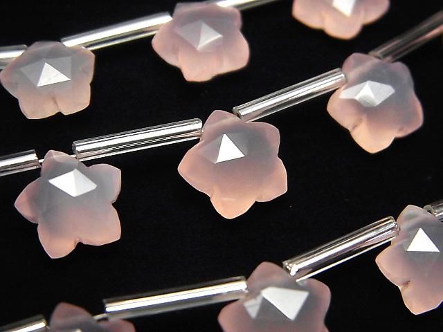 【動画】宝石質ピンクカルセドニーAAA スターカット10×10mm 1連(8粒)の画像