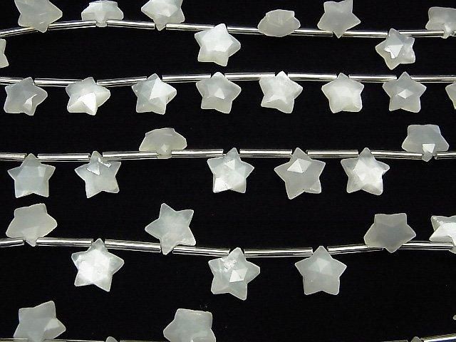 【動画】宝石質ホワイトムーンストーンAAA スターカット10×10mm 1連(8粒) サムネイル3