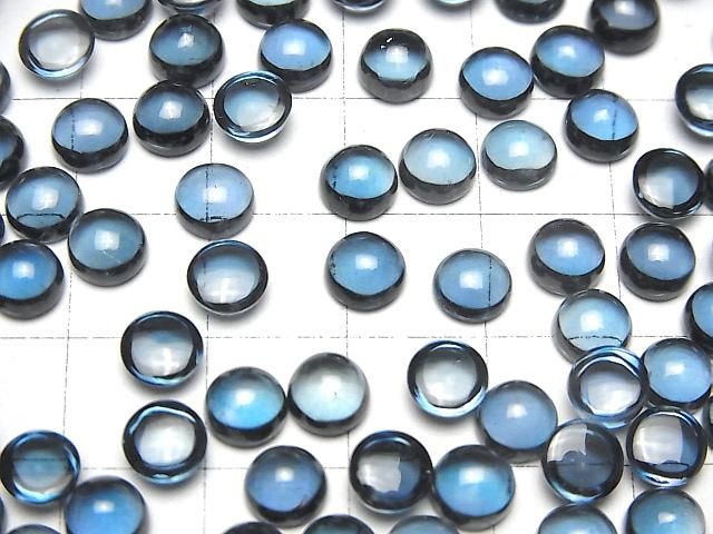 【動画】宝石質ロンドンブルートパーズAAA ラウンド カボション6×6mm 2個 サムネイル3