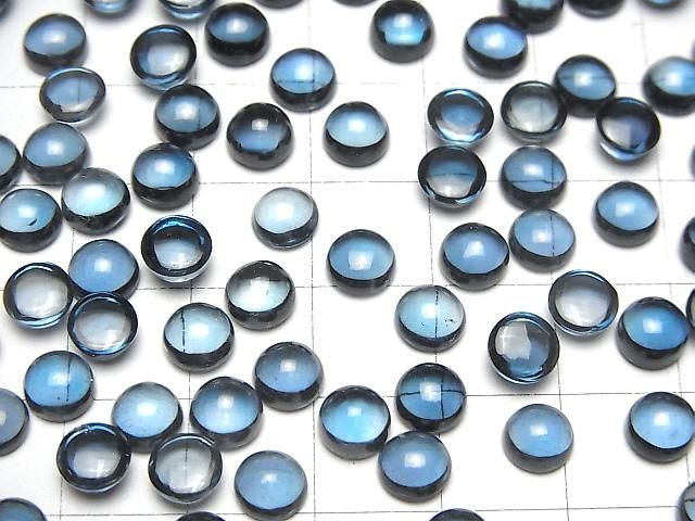 【動画】宝石質ロンドンブルートパーズAAA ラウンド カボション6×6mm 2個 サムネイル4