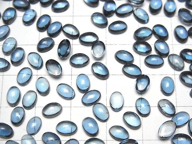 【動画】宝石質ロンドンブルートパーズAAA オーバル カボション6×4mm 2個 サムネイル4