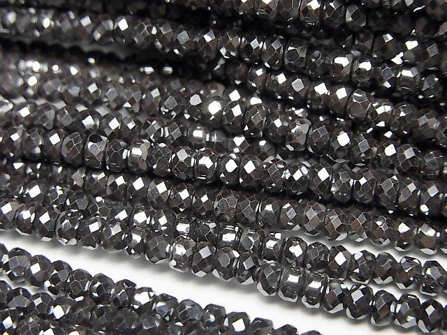 【動画】【素晴らしい輝き】ヘマタイト ボタンカット3×3×1.5mm 1連(約36cm)の画像