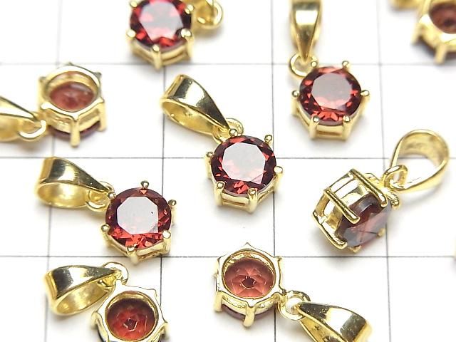 【動画】宝石質モザンビークガーネットAAA ラウンドファセットカット7×6mm ペンダントトップ 18KGP製 サムネイル3