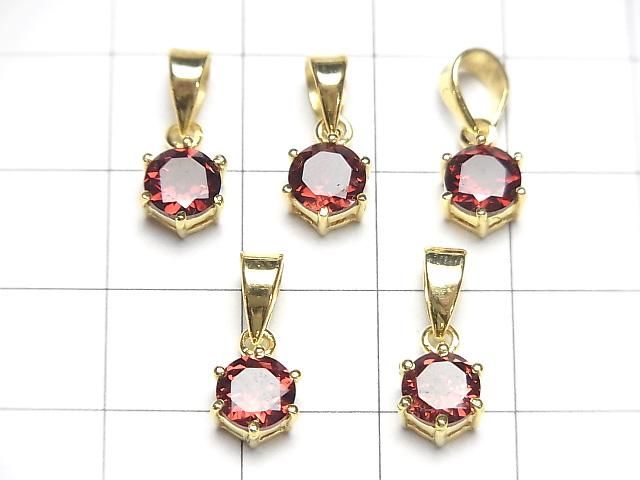 【動画】宝石質モザンビークガーネットAAA ラウンドファセットカット7×6mm ペンダントトップ 18KGP製 サムネイル4
