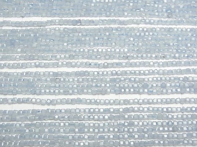 【動画】【素晴らしい輝き】アクアマリンAA++ 極小キューブカット2×2×2mm 1連(約37cm) サムネイル3